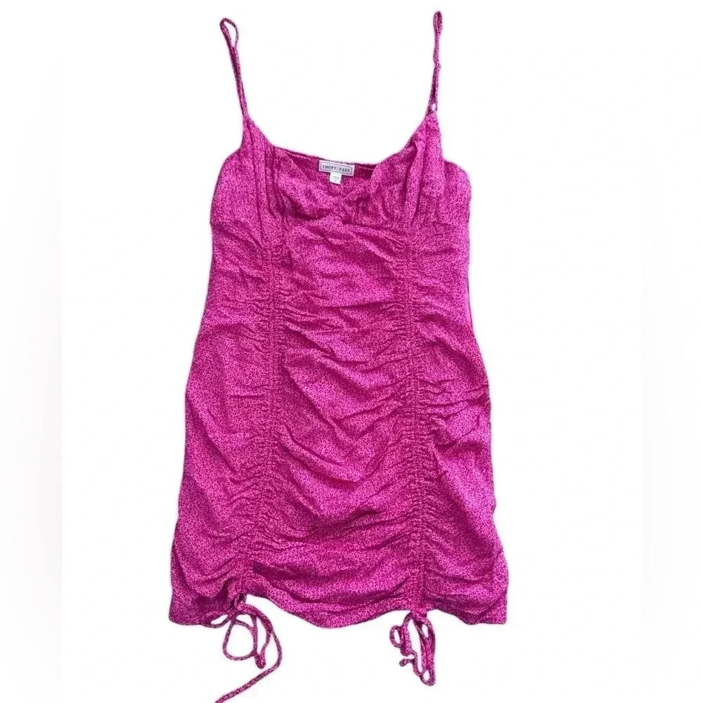 Adjustable Pink Mini Dress, Size Medium Valentines Day Dress Pleated Ruffles
